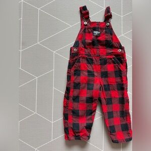 OshKosh B'gosh|Vintage style Red/Black Plaid buffalo checkered corduroy Overall•
